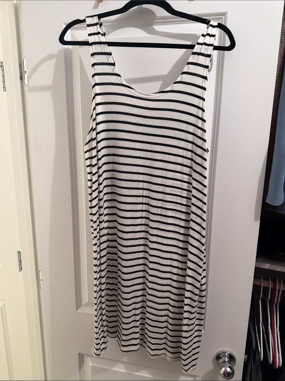 PIKO Sleeveless Black and White Striped Women's Tank Dress
